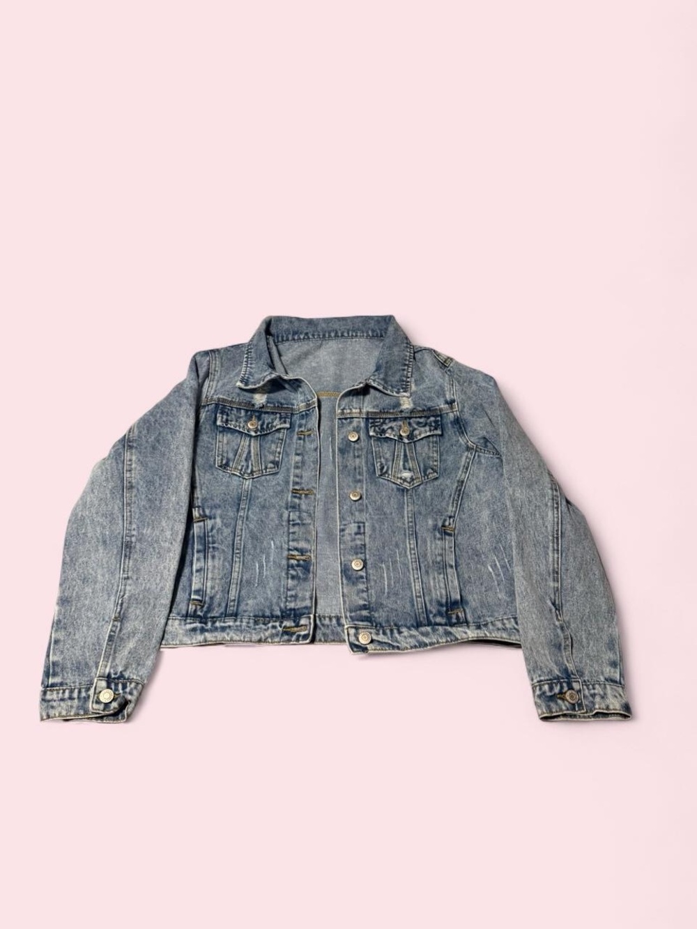 Women's Light Wash Denim Jacket - Casual Button-Front Jean Jacket
